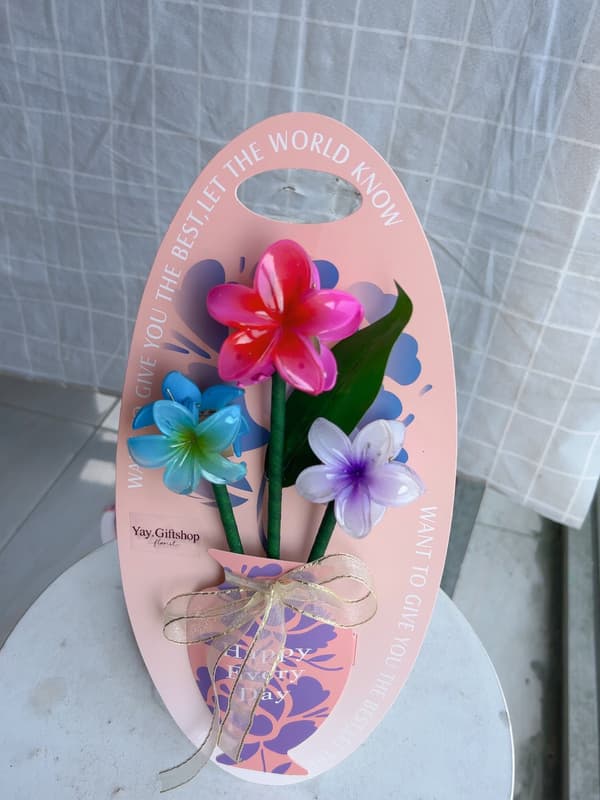 Flower handle hairclip 3pc